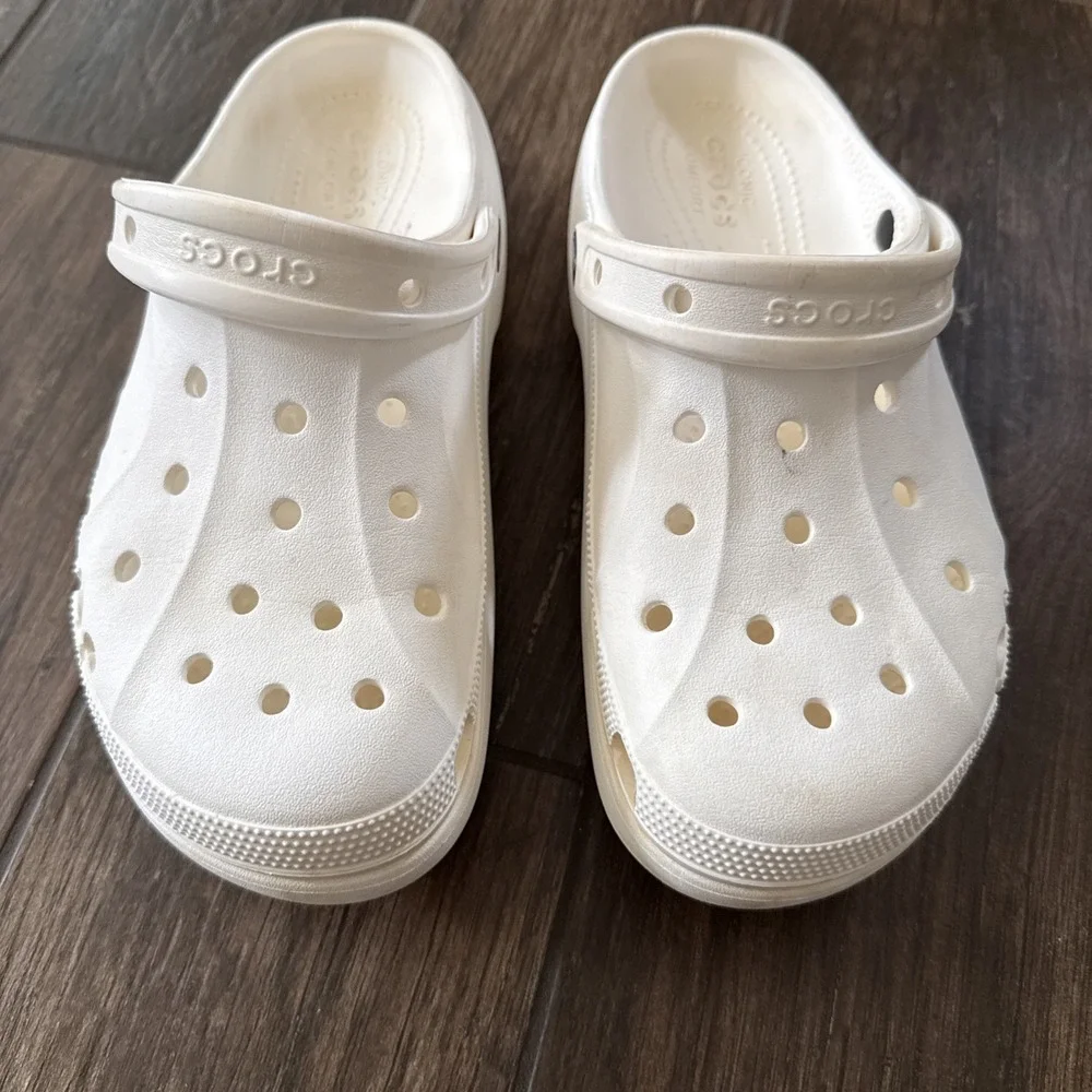 Crocs Baya Platform Clogs Womens 10 White Chunky Slip On